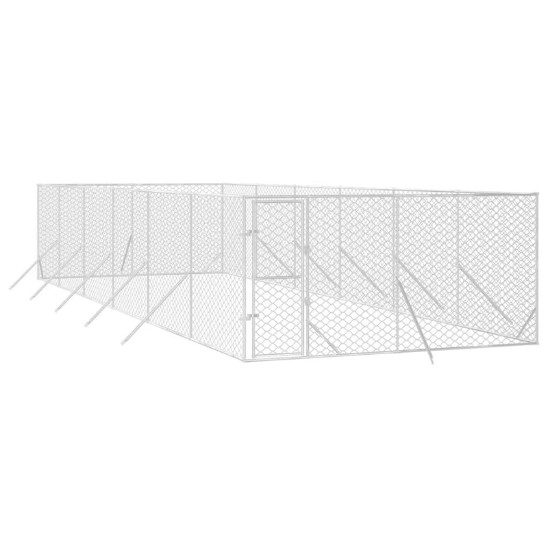 Outdoor Dog Kennel Silver 4x12x2 m Galvanised Steel Payday Deals