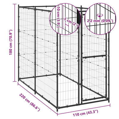 Outdoor Dog Kennel Steel 110x220x180 cm Payday Deals