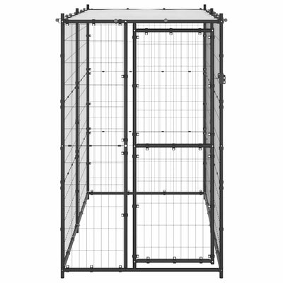 Outdoor Dog Kennel Steel with Roof 110x220x180 cm Payday Deals