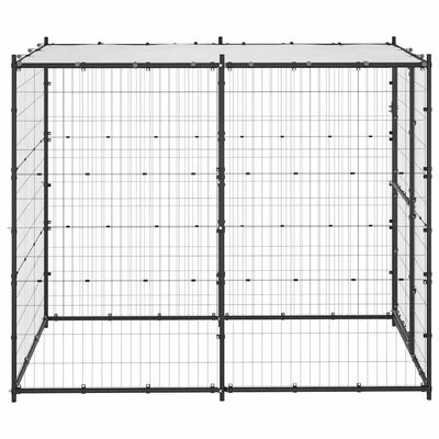 Outdoor Dog Kennel Steel with Roof 110x220x180 cm Payday Deals