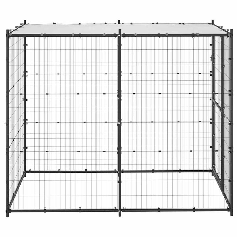 Outdoor Dog Kennel Steel with Roof 110x220x180 cm Payday Deals