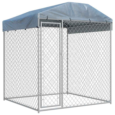 Outdoor Dog Kennel with Canopy Top 193x193x225 cm Payday Deals