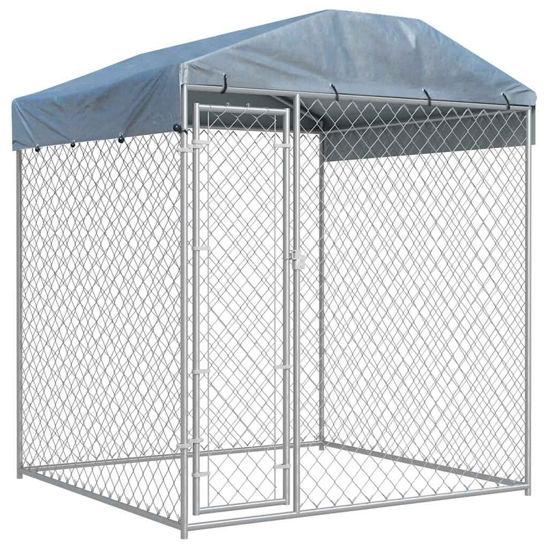 Outdoor Dog Kennel with Canopy Top 193x193x225 cm Payday Deals