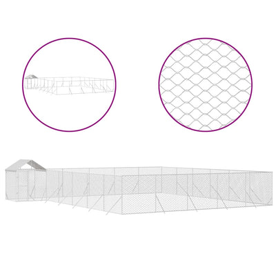 Outdoor Dog Kennel with Roof Silver 12x12x2.5 m Galvanised Steel Payday Deals