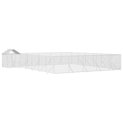 Outdoor Dog Kennel with Roof Silver 12x12x2.5 m Galvanised Steel Payday Deals