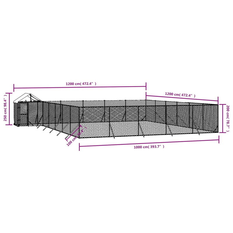 Outdoor Dog Kennel with Roof Silver 12x12x2.5 m Galvanised Steel Payday Deals
