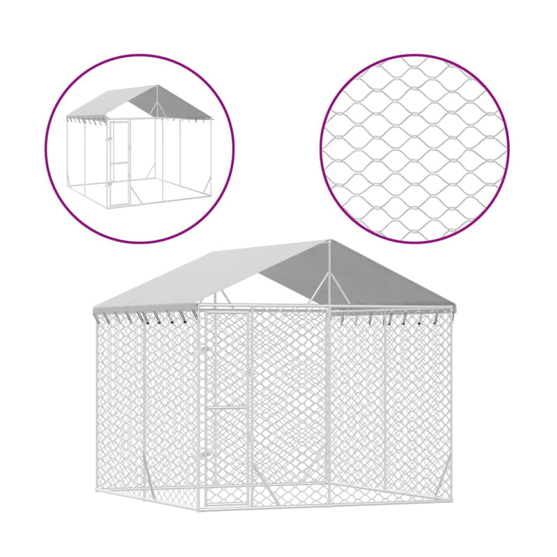 Outdoor Dog Kennel with Roof Silver 3x3x2.5 m Galvanised Steel Payday Deals
