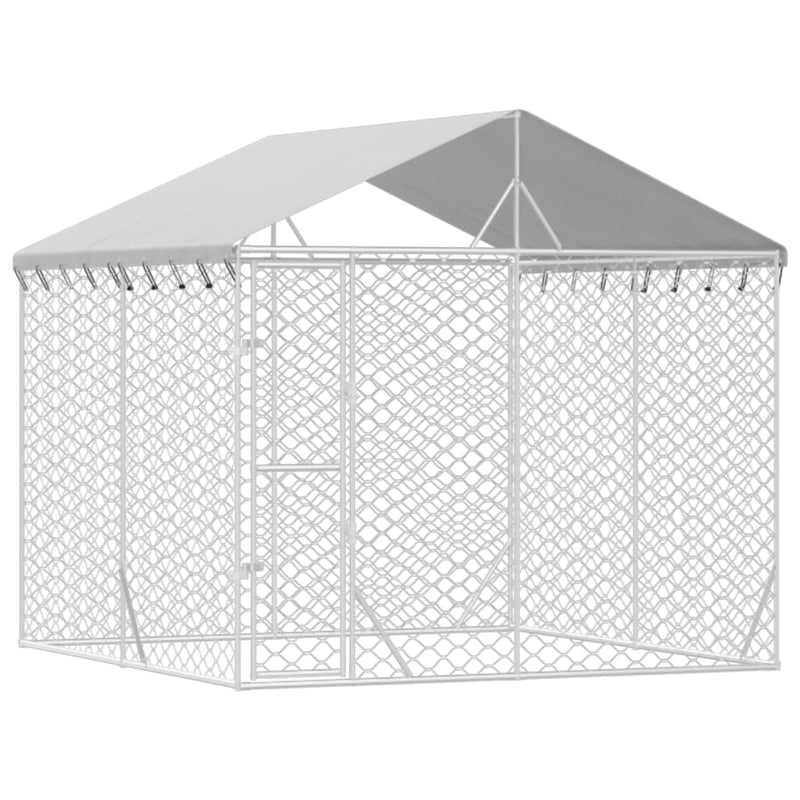 Outdoor Dog Kennel with Roof Silver 3x3x2.5 m Galvanised Steel Payday Deals