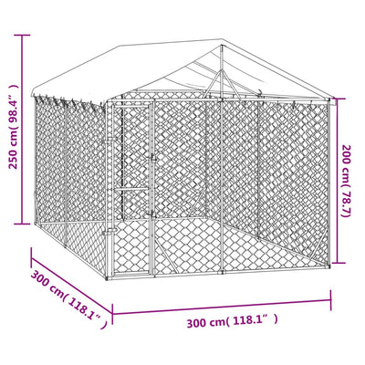 Outdoor Dog Kennel with Roof Silver 3x3x2.5 m Galvanised Steel Payday Deals
