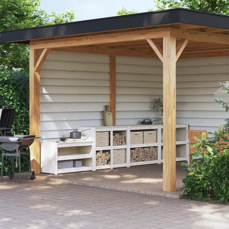 Outdoor Kitchen Cabinets 4 pcs White Solid Wood Pine Payday Deals