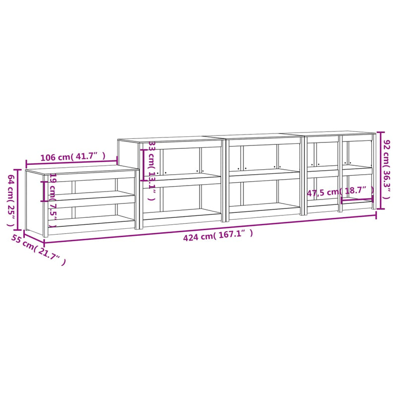 Outdoor Kitchen Cabinets 4 pcs White Solid Wood Pine Payday Deals