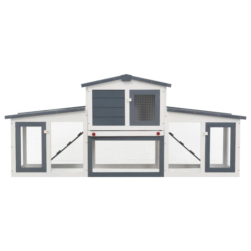 Outdoor Large Rabbit Hutch Grey and White 204x45x85 cm Wood Payday Deals