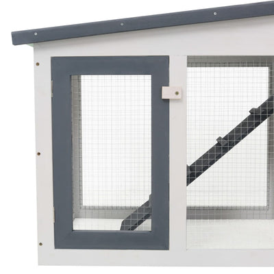 Outdoor Large Rabbit Hutch Grey and White 204x45x85 cm Wood Payday Deals
