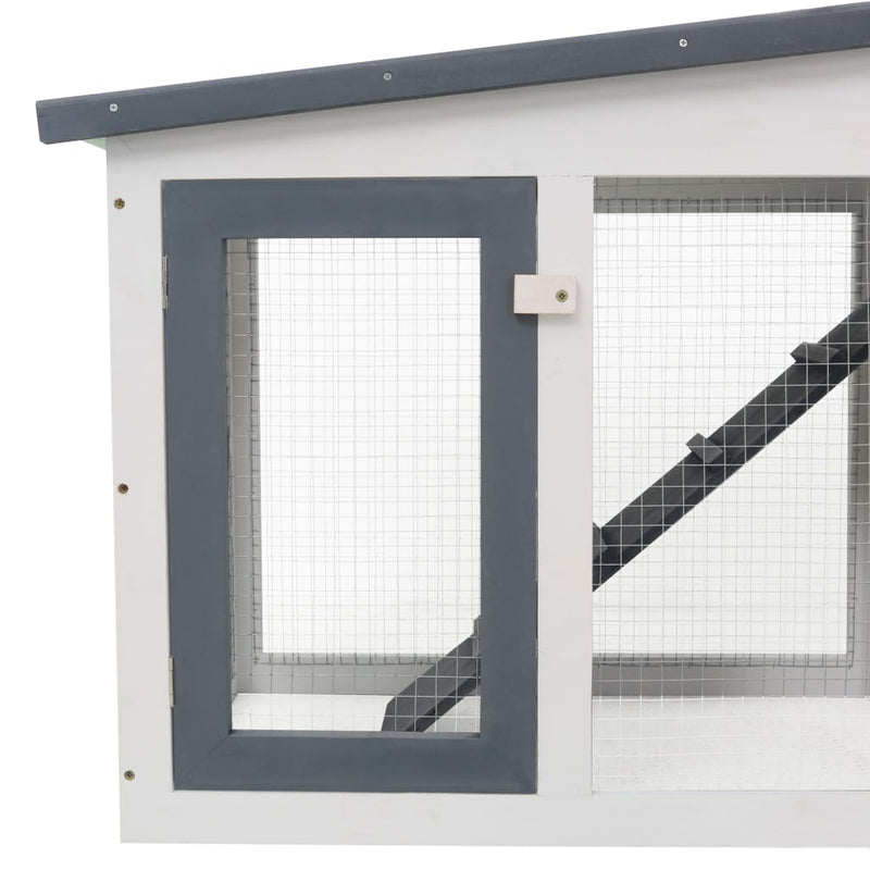 Outdoor Large Rabbit Hutch Grey and White 204x45x85 cm Wood Payday Deals