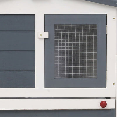 Outdoor Large Rabbit Hutch Grey and White 204x45x85 cm Wood Payday Deals