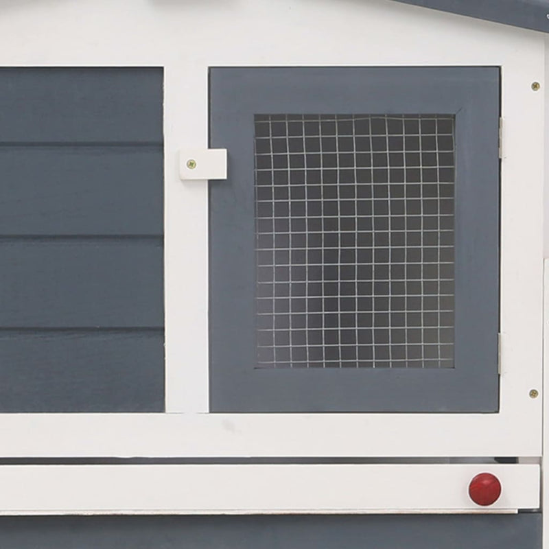 Outdoor Large Rabbit Hutch Grey and White 204x45x85 cm Wood Payday Deals