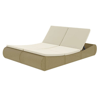 Outdoor Lounge Bed Poly Rattan Beige Payday Deals