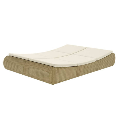 Outdoor Lounge Bed Poly Rattan Beige Payday Deals