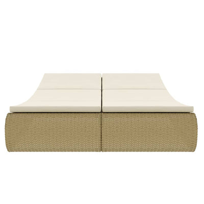 Outdoor Lounge Bed Poly Rattan Beige Payday Deals