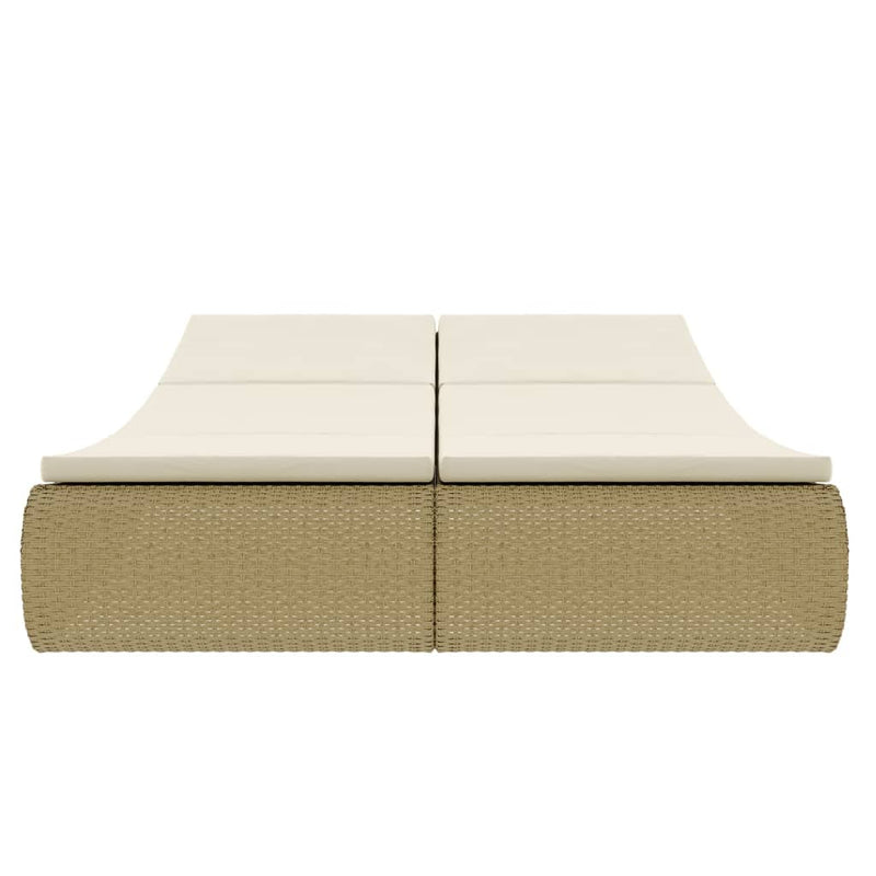 Outdoor Lounge Bed Poly Rattan Beige Payday Deals