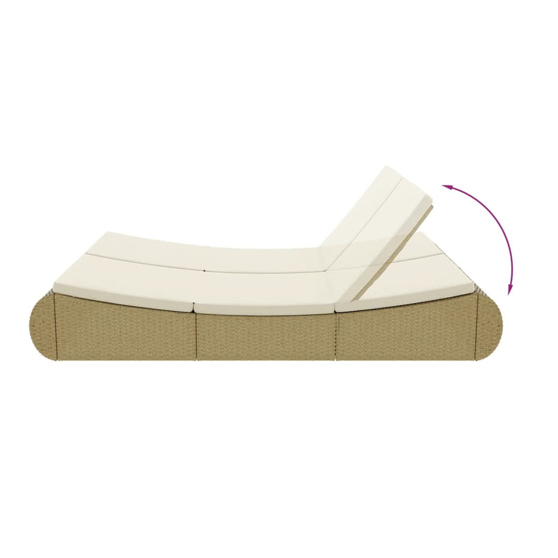 Outdoor Lounge Bed Poly Rattan Beige Payday Deals