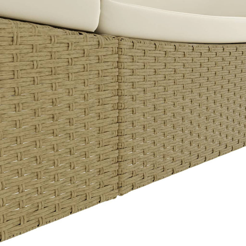 Outdoor Lounge Bed Poly Rattan Beige Payday Deals
