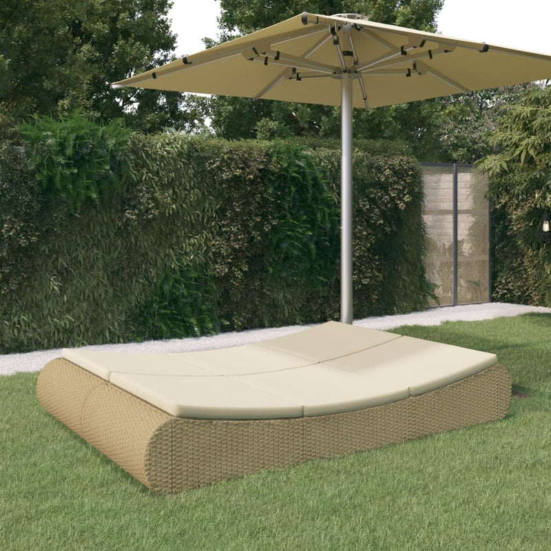 Outdoor Lounge Bed Poly Rattan Beige Payday Deals