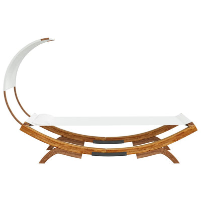 Outdoor Lounge Bed with Canopy 100x200x126 cm Solid Bent Wood Cream Payday Deals