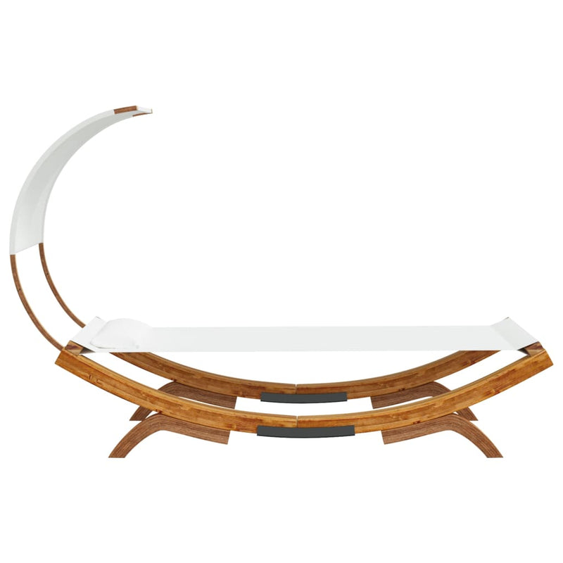 Outdoor Lounge Bed with Canopy 100x200x126 cm Solid Bent Wood Cream Payday Deals