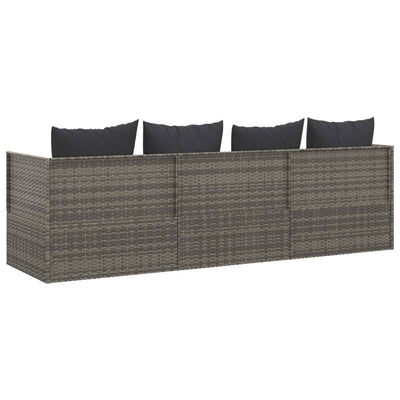 Outdoor Lounge Bed with Cushions Grey Poly Rattan Payday Deals