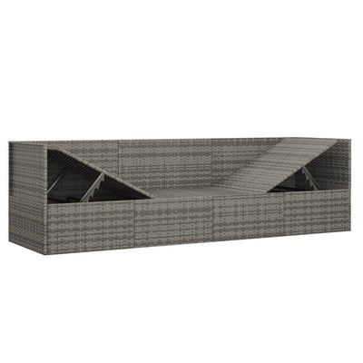 Outdoor Lounge Bed with Cushions Grey Poly Rattan Payday Deals