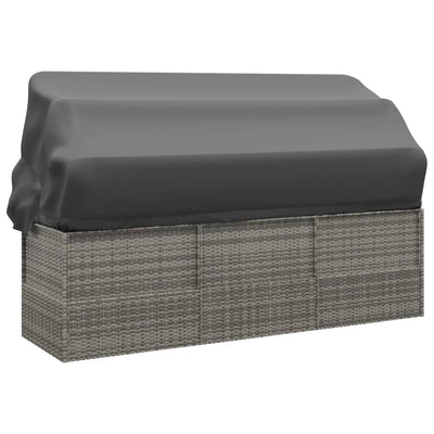 Outdoor Lounge Bed with Roof and Cushions Grey Poly Rattan Payday Deals