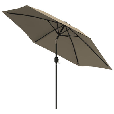 Outdoor Parasol with LED Lights and Steel Pole 300 cm Taupe Payday Deals