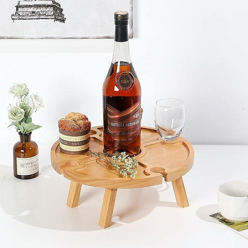 Outdoor Picnic Table Wooden Portable Folding Mini Wine Rack Picnic Table Payday Deals