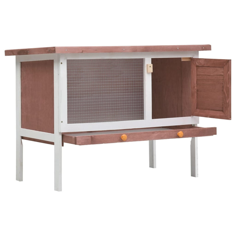 Outdoor Rabbit Hutch 1 Layer Brown Wood Payday Deals