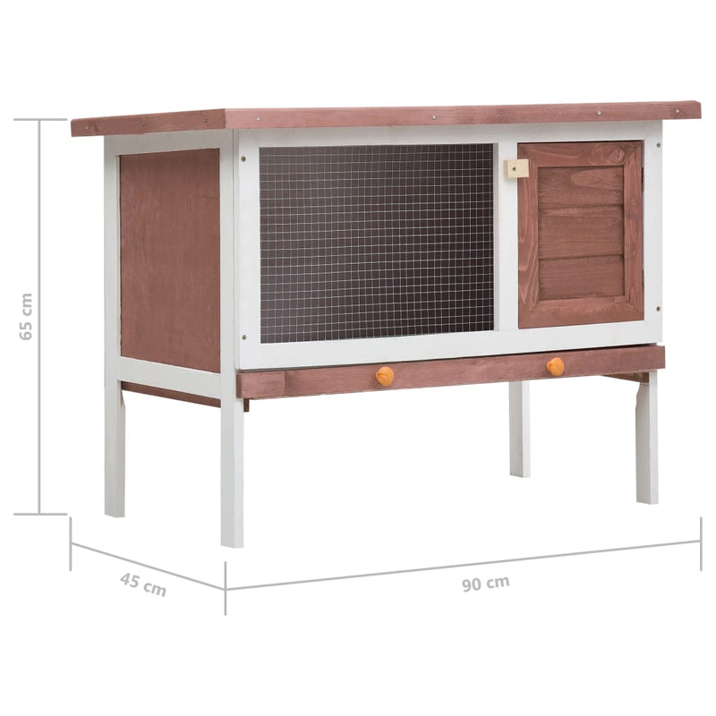 Outdoor Rabbit Hutch 1 Layer Brown Wood Payday Deals