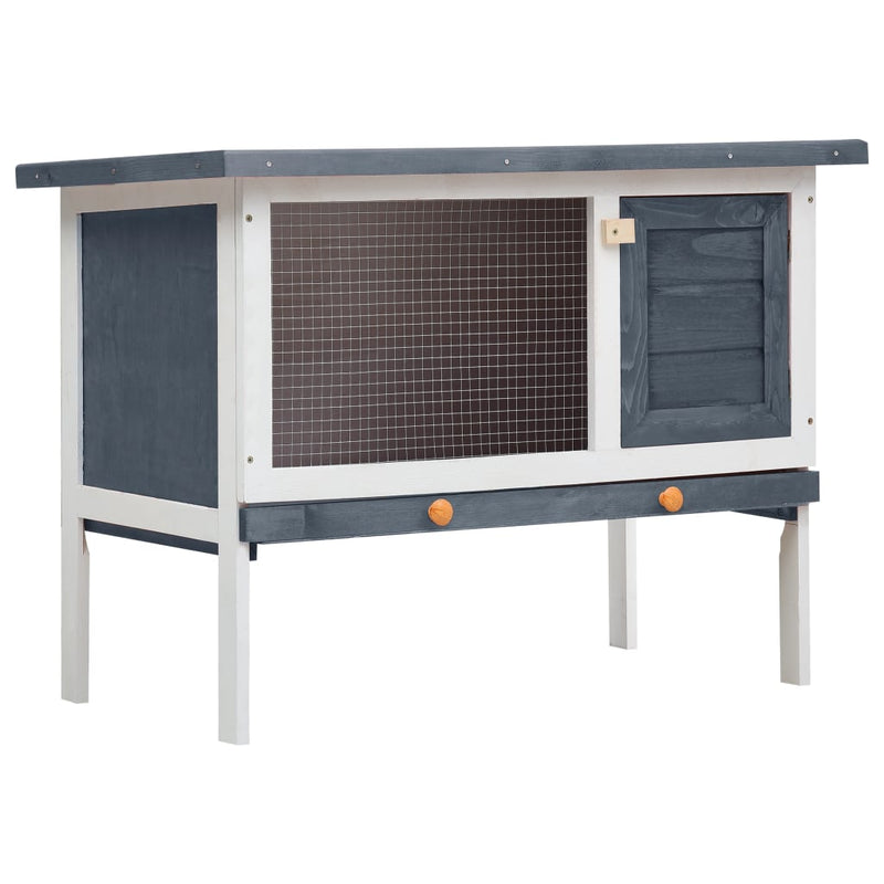 Outdoor Rabbit Hutch 1 Layer Grey Wood Payday Deals
