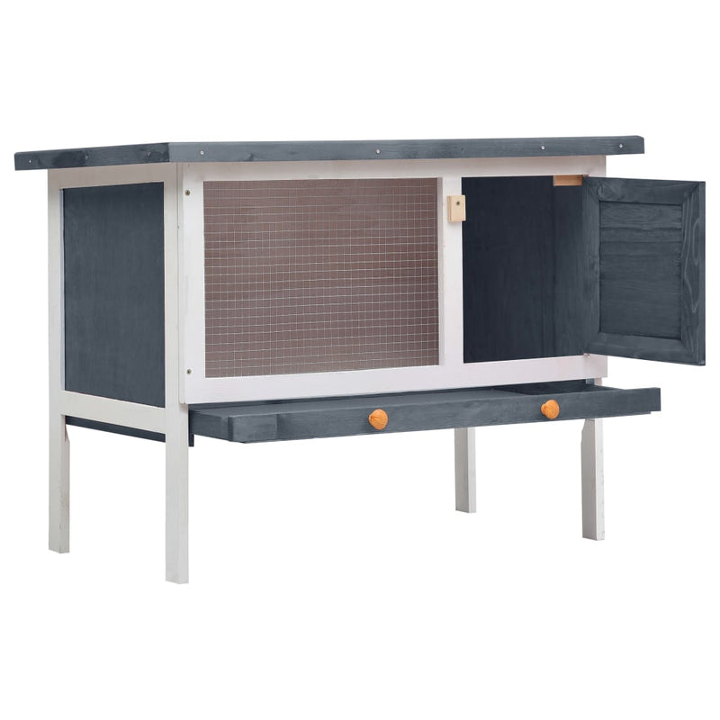 Outdoor Rabbit Hutch 1 Layer Grey Wood Payday Deals