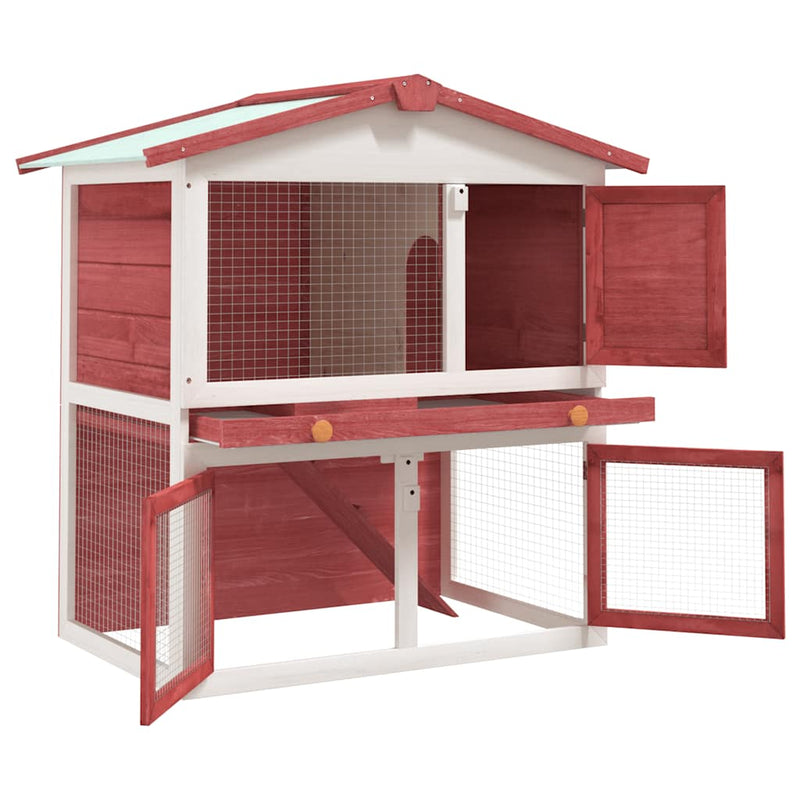 Outdoor Rabbit Hutch 3 Doors Red Wood Payday Deals