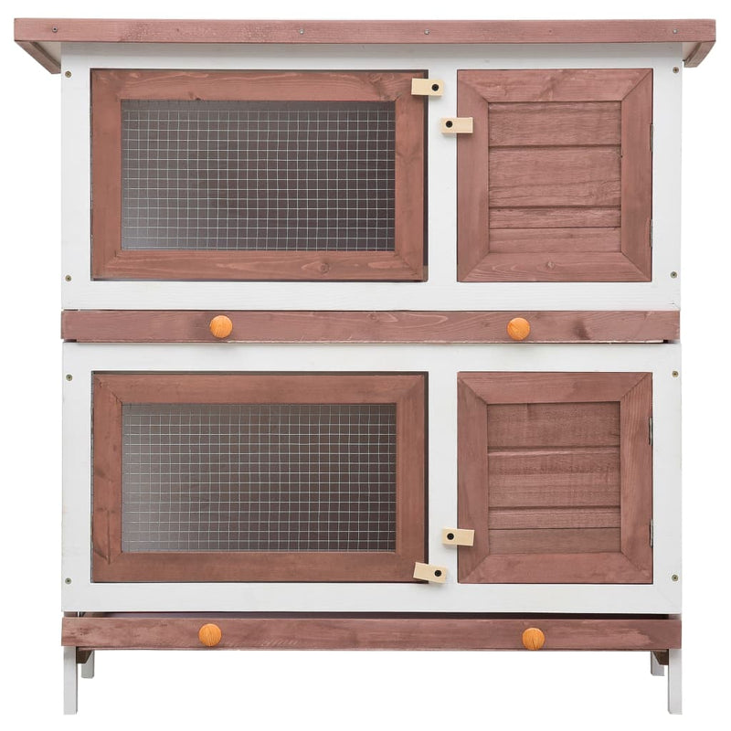 Outdoor Rabbit Hutch 4 Doors Brown Wood Payday Deals