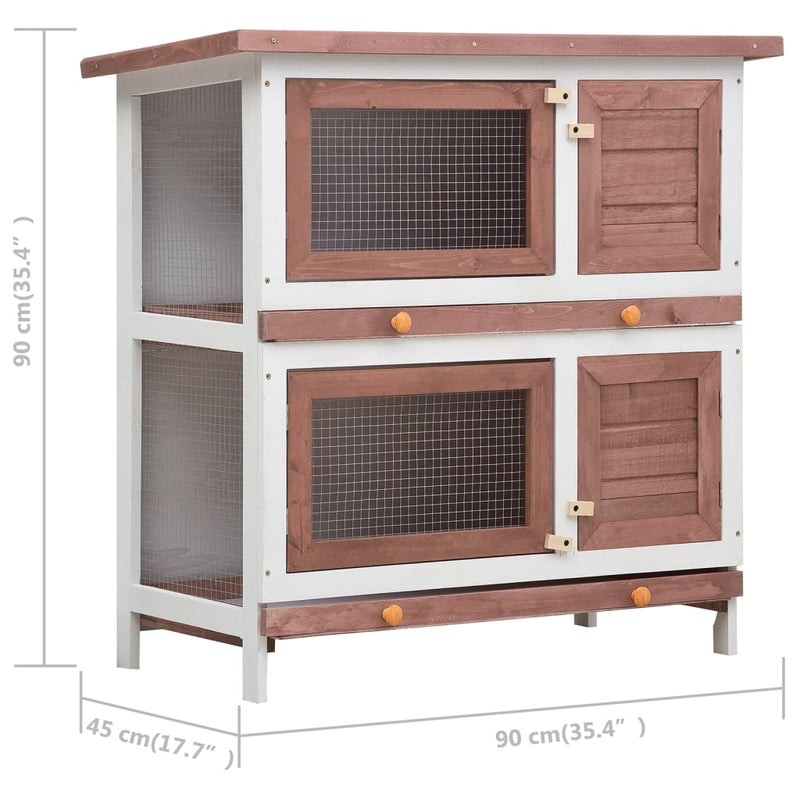 Outdoor Rabbit Hutch 4 Doors Brown Wood Payday Deals