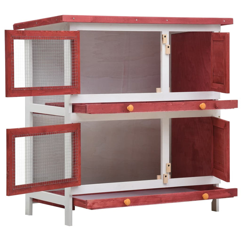 Outdoor Rabbit Hutch 4 Doors Red Wood Payday Deals