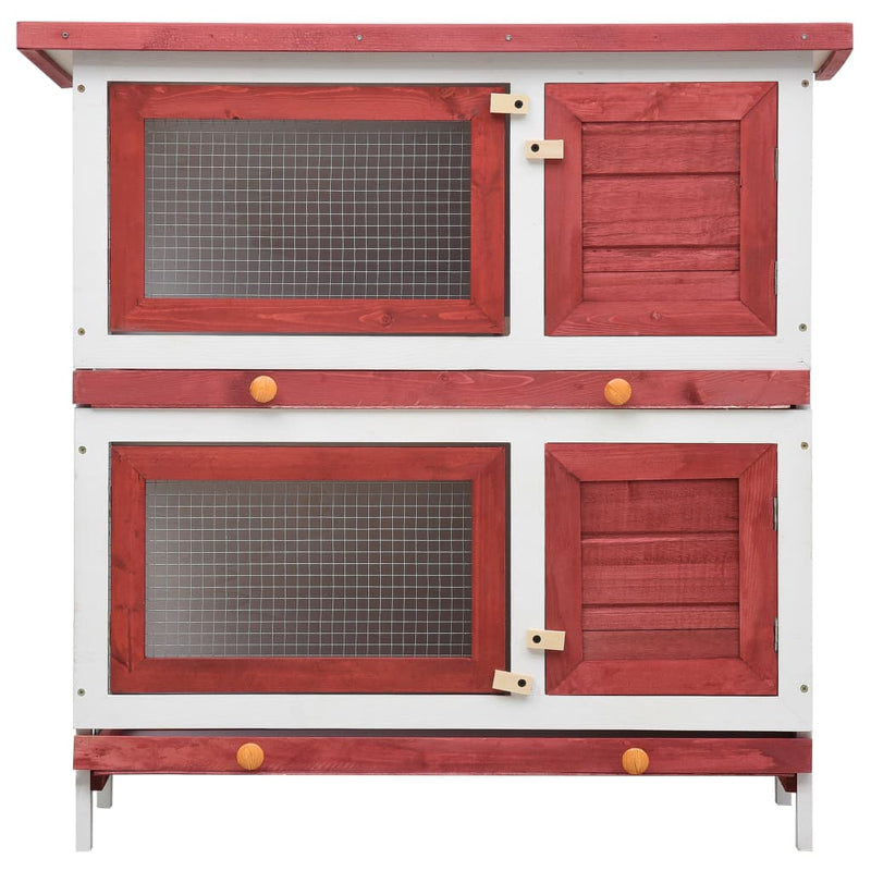 Outdoor Rabbit Hutch 4 Doors Red Wood Payday Deals