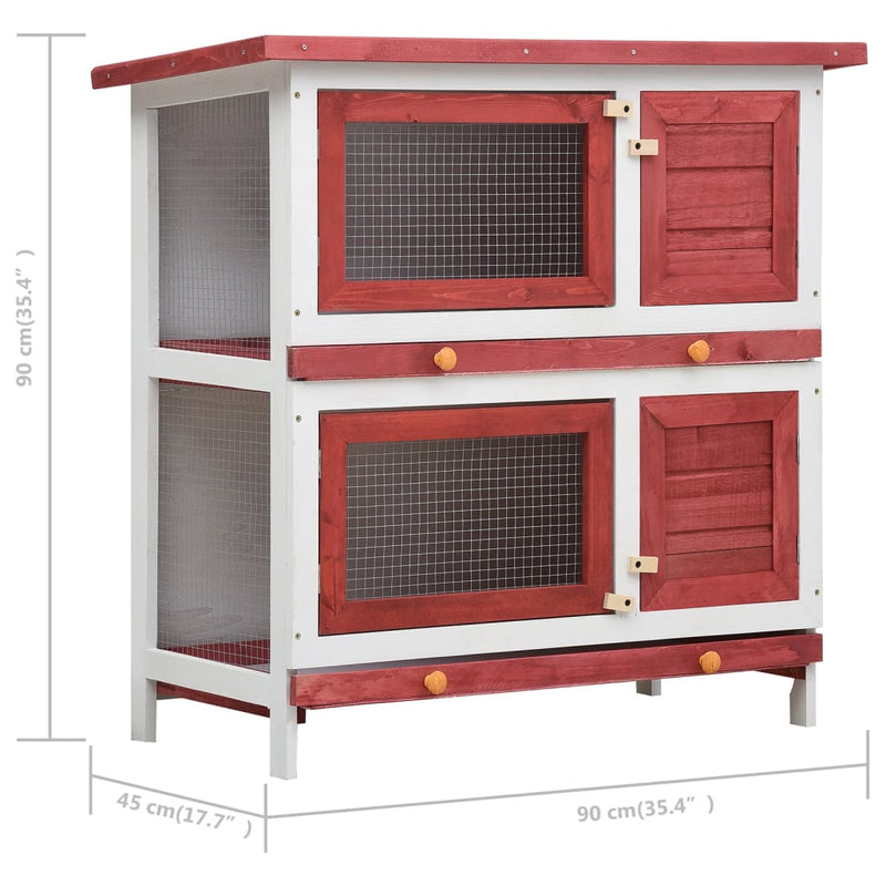 Outdoor Rabbit Hutch 4 Doors Red Wood Payday Deals