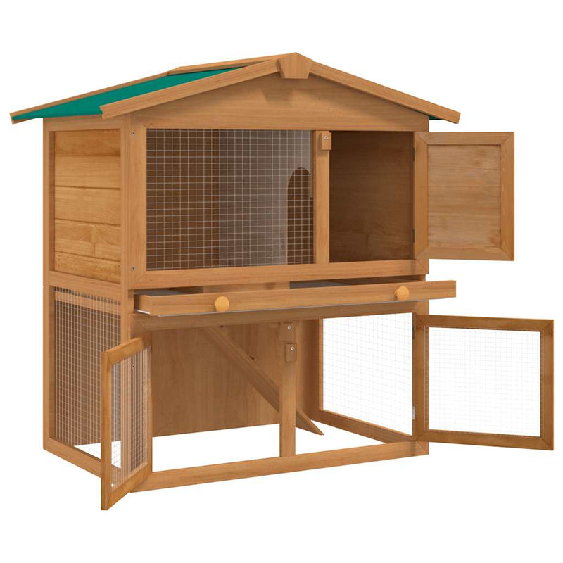 Outdoor Rabbit Hutch Small Animal House Pet Cage 3 Doors Wood Payday Deals
