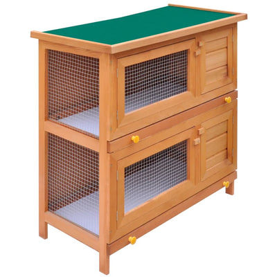 Outdoor Rabbit Hutch Small Animal House Pet Cage 4 Doors Wood Payday Deals