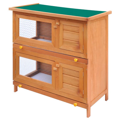 Outdoor Rabbit Hutch Small Animal House Pet Cage 4 Doors Wood Payday Deals