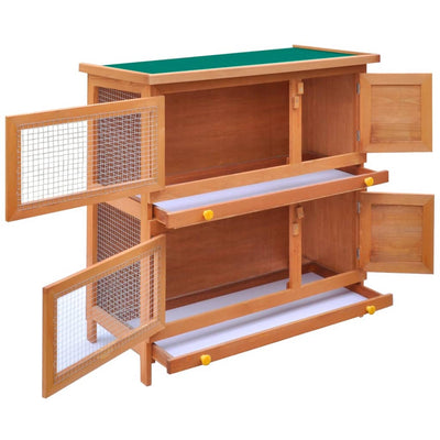 Outdoor Rabbit Hutch Small Animal House Pet Cage 4 Doors Wood Payday Deals