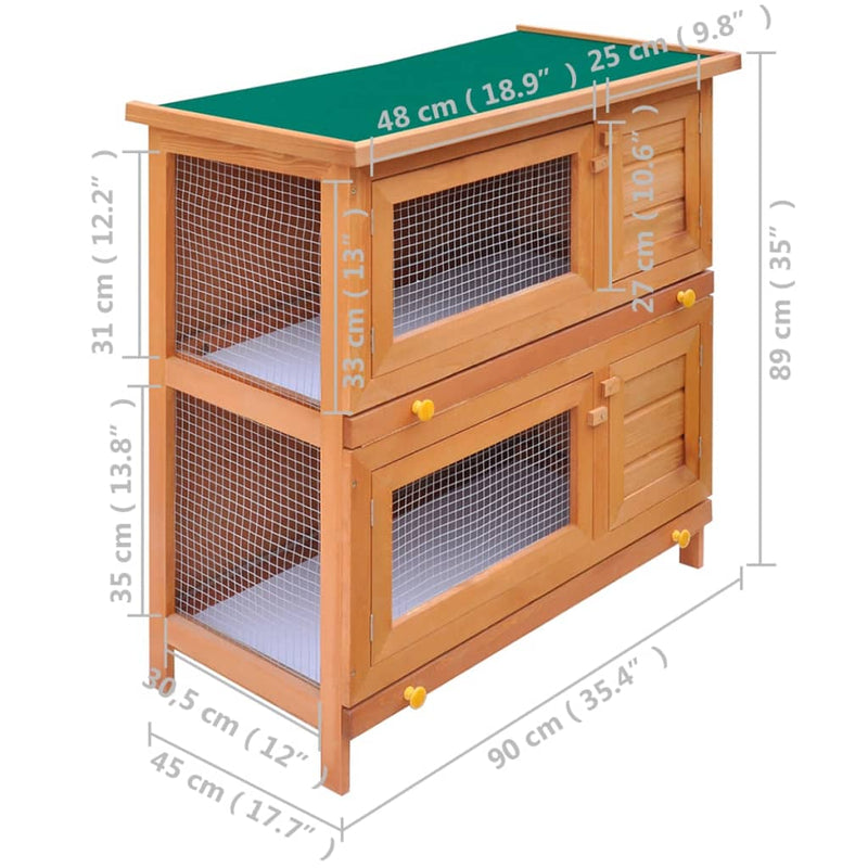 Outdoor Rabbit Hutch Small Animal House Pet Cage 4 Doors Wood Payday Deals