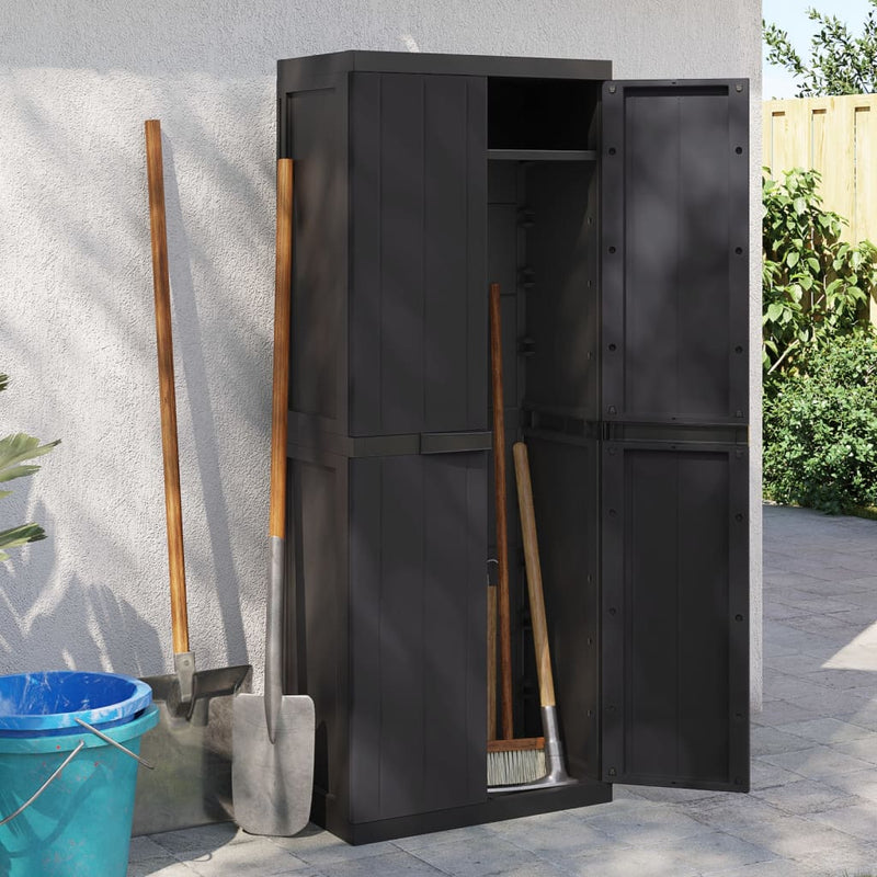 Outdoor Storage Cabinet Black 65x37x165 cm PP Payday Deals